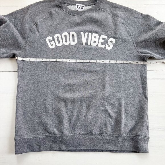 Sub_Urban Riot Good Vibes Graphic Crew Sweatshirt in Heather Grey XS - Picture 11 of 11